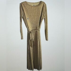 Anne Klein Elegant Gold Sparkly Long Sleeve dress